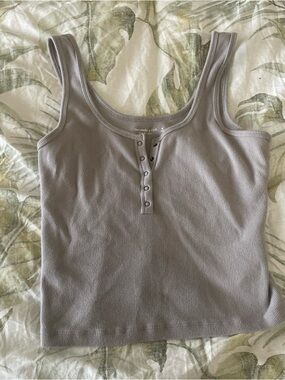 Abercrombie & Fitch Ribbed Henley Tank greyish purple color